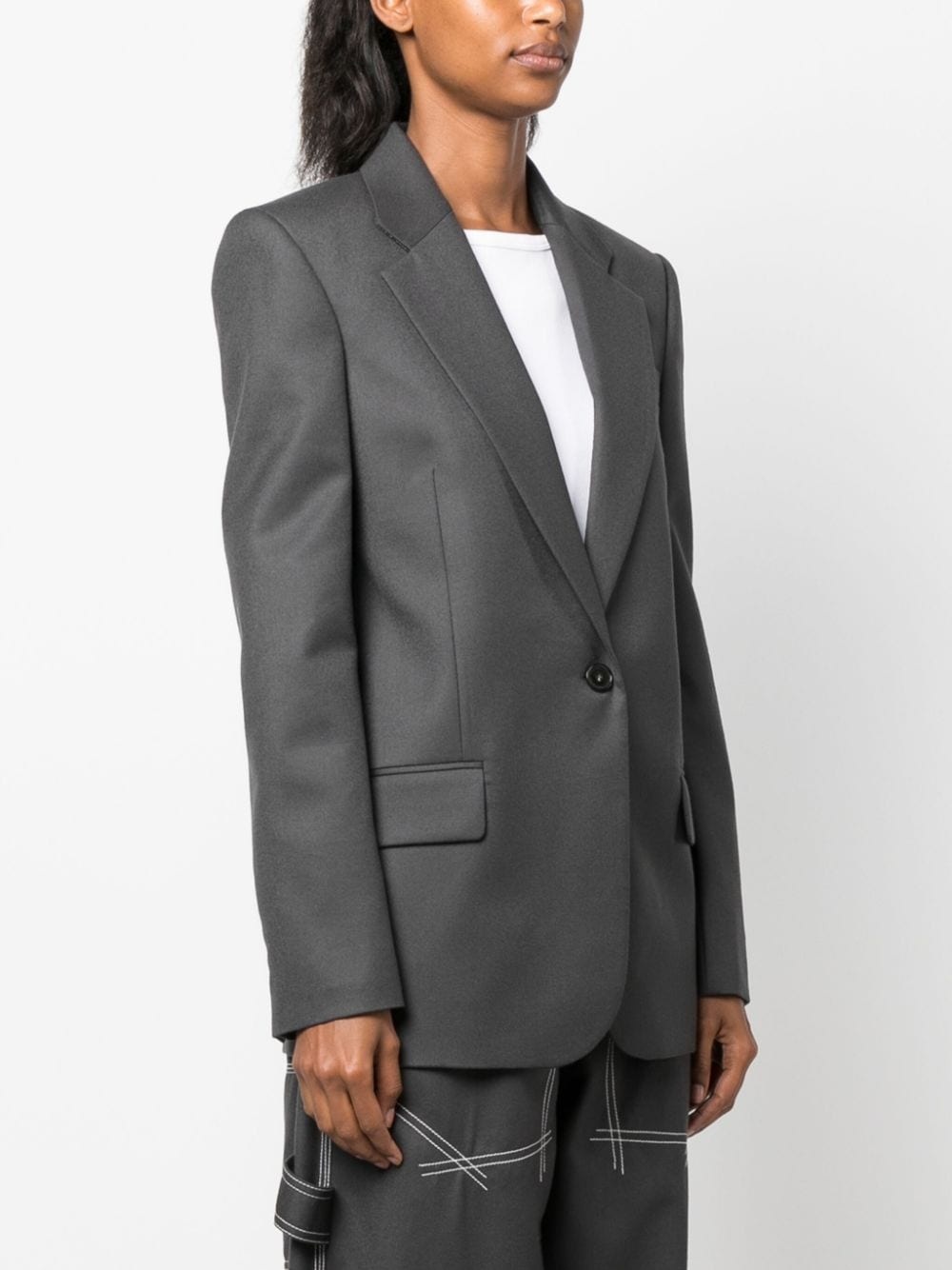 flannel single-breasted blazer - 3