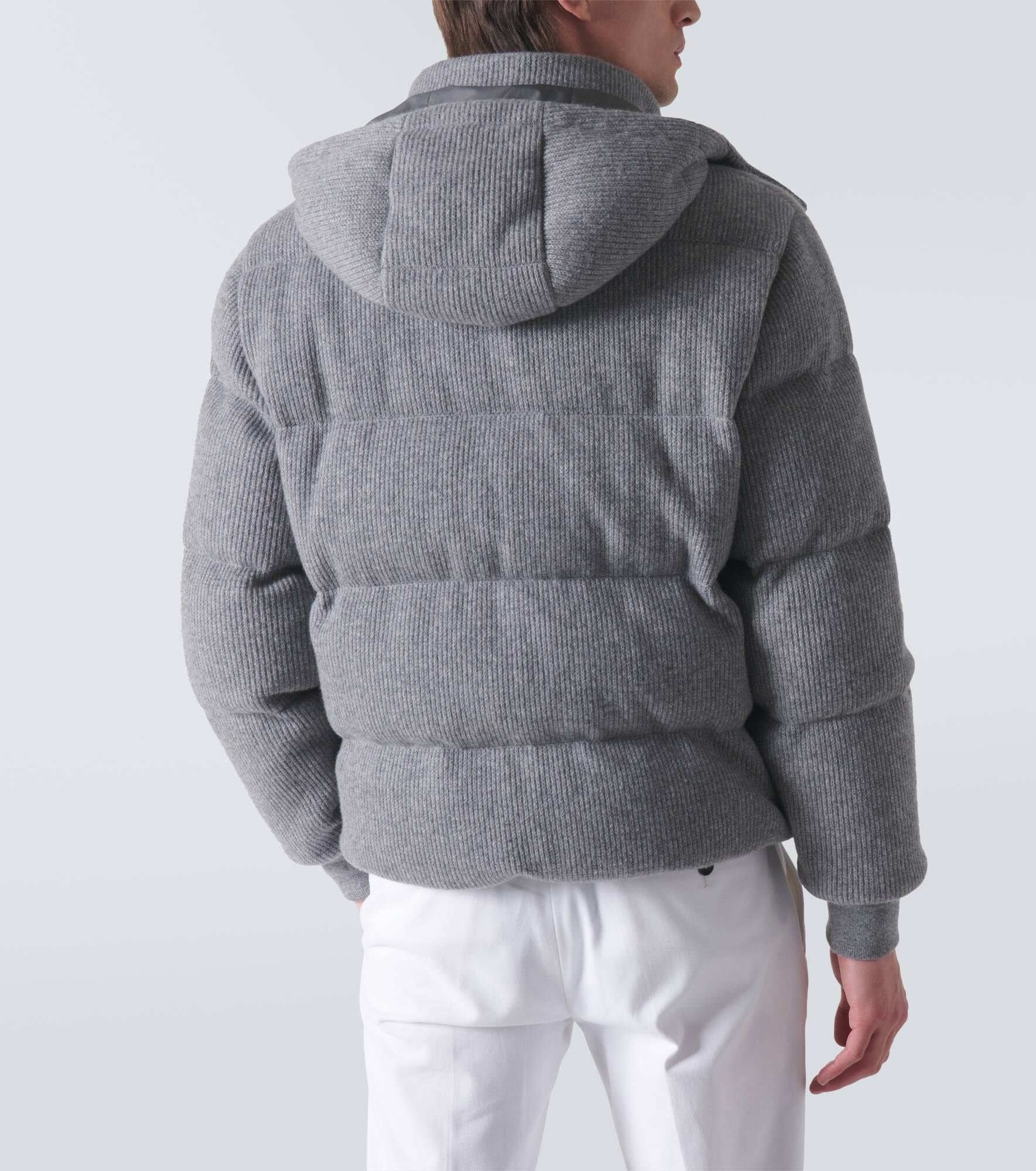 Ribbed-knit cashmere-blend down jacket - 4