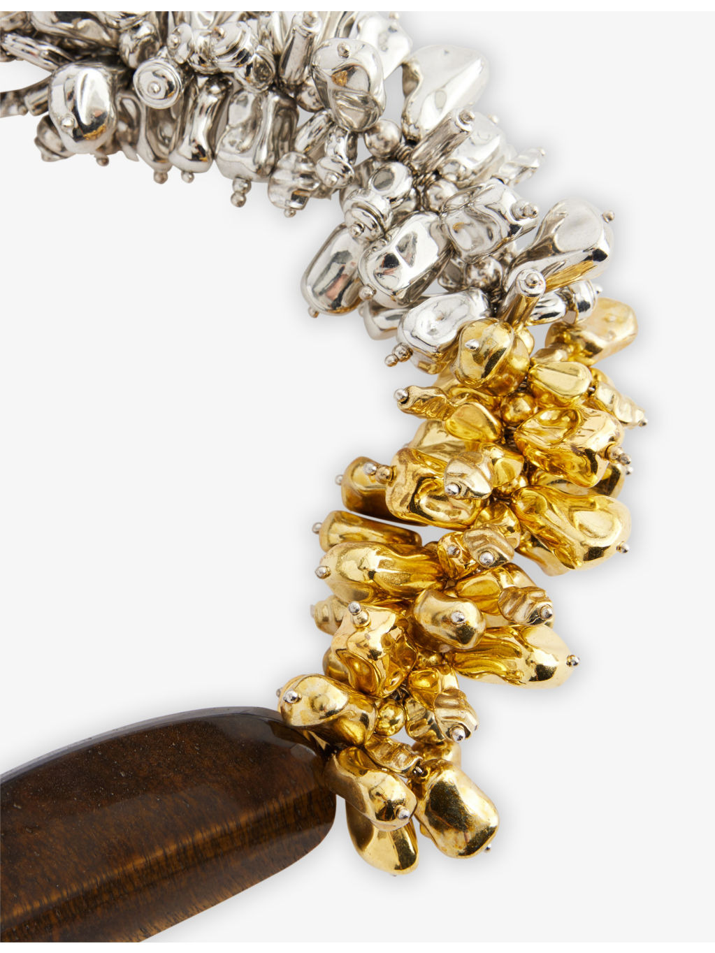 Embellished Semi-Precious Stone And Brass Necklace - 3