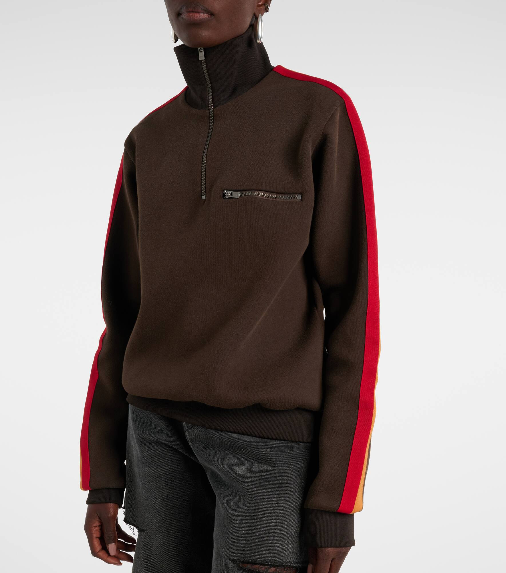 Cotton-blend jersey half-zip sweater - 6