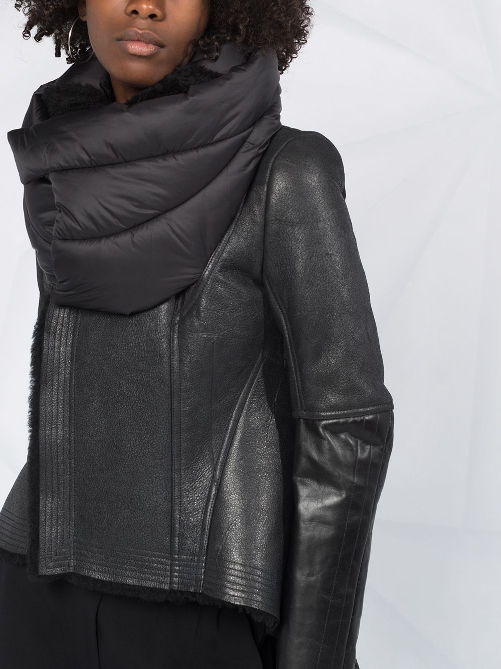 funnel neck shearling jacket - 3