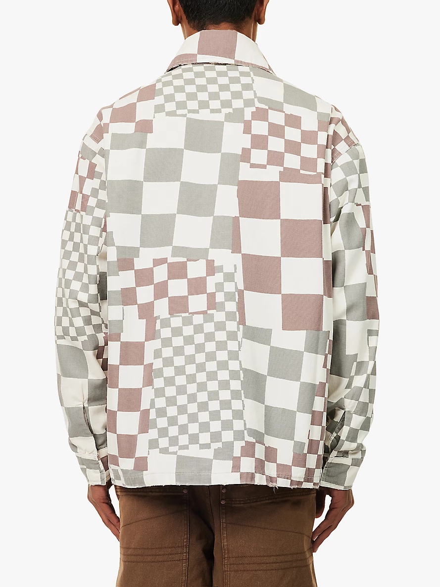 Checked patch-pocket cotton-canvas jacket - 4