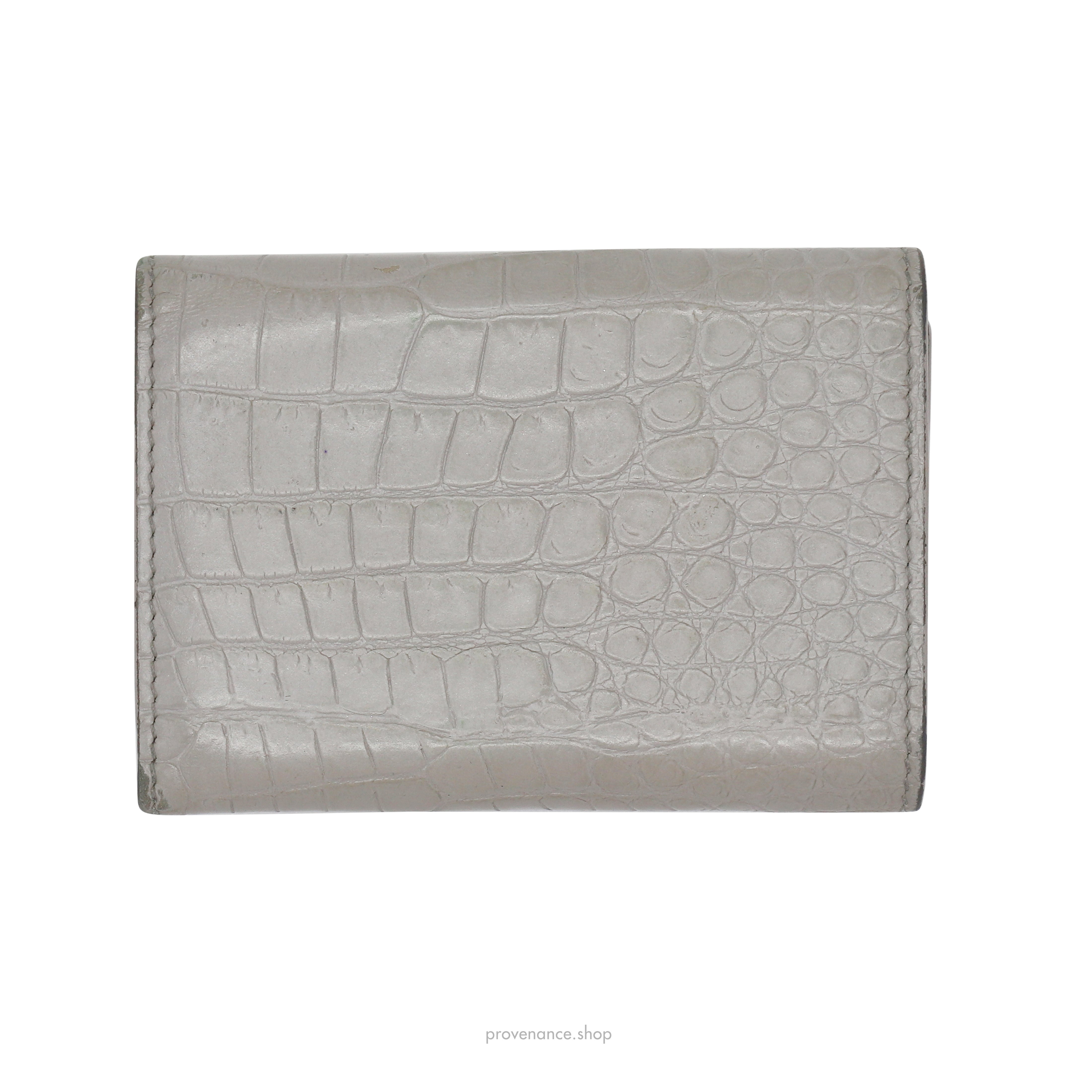 SLP Compact Snap Card Wallet - Gray Croc Leather - 3