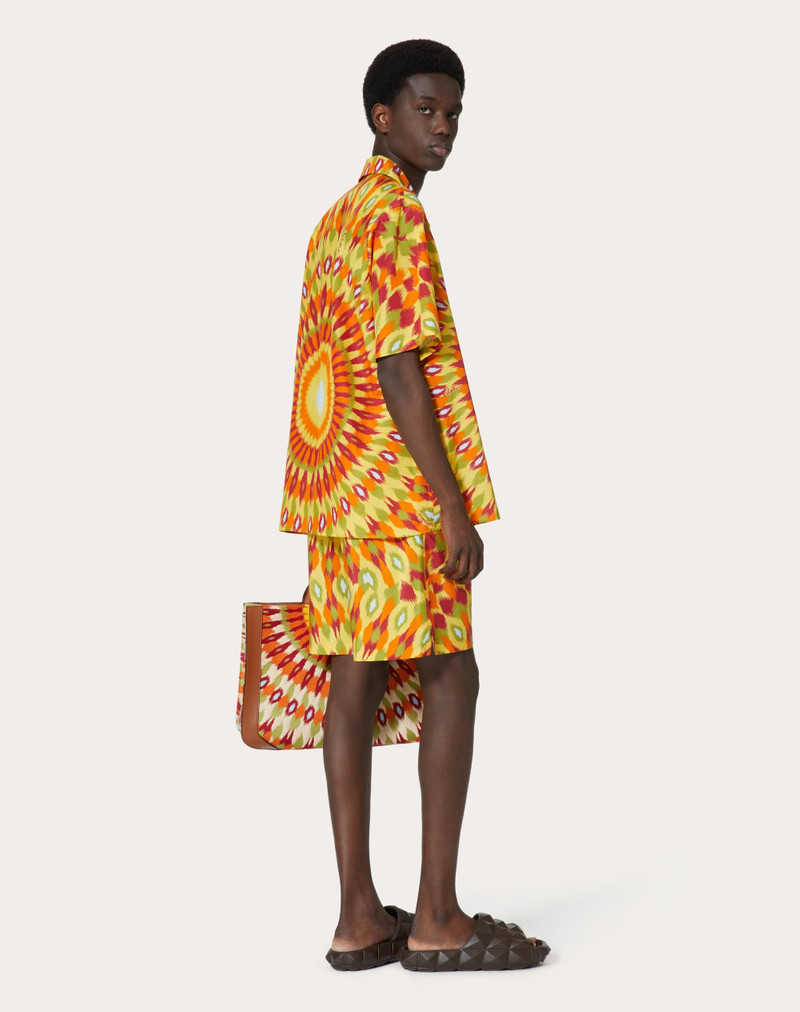 Valentino SILK AND COTTON BERMUDA SHORTS WITH ROUND RAIN PRINT outlook