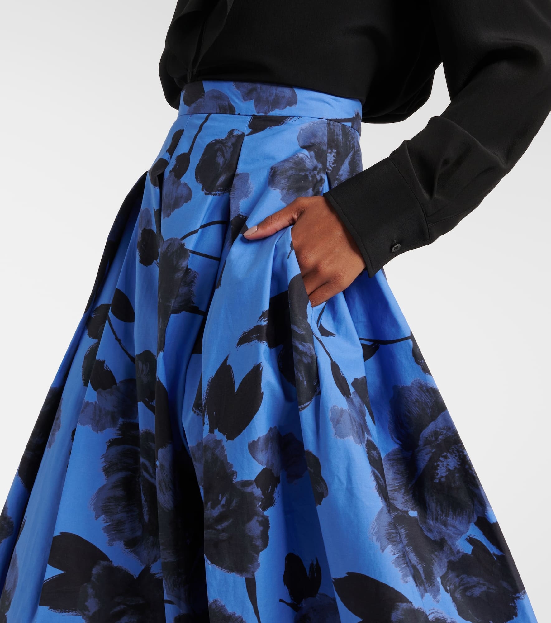 Printed cotton poplin midi skirt - 4