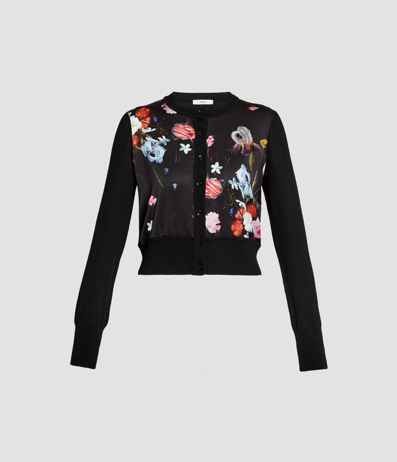 FLORAL PRINT PANEL CROPPED CARDIGAN 1