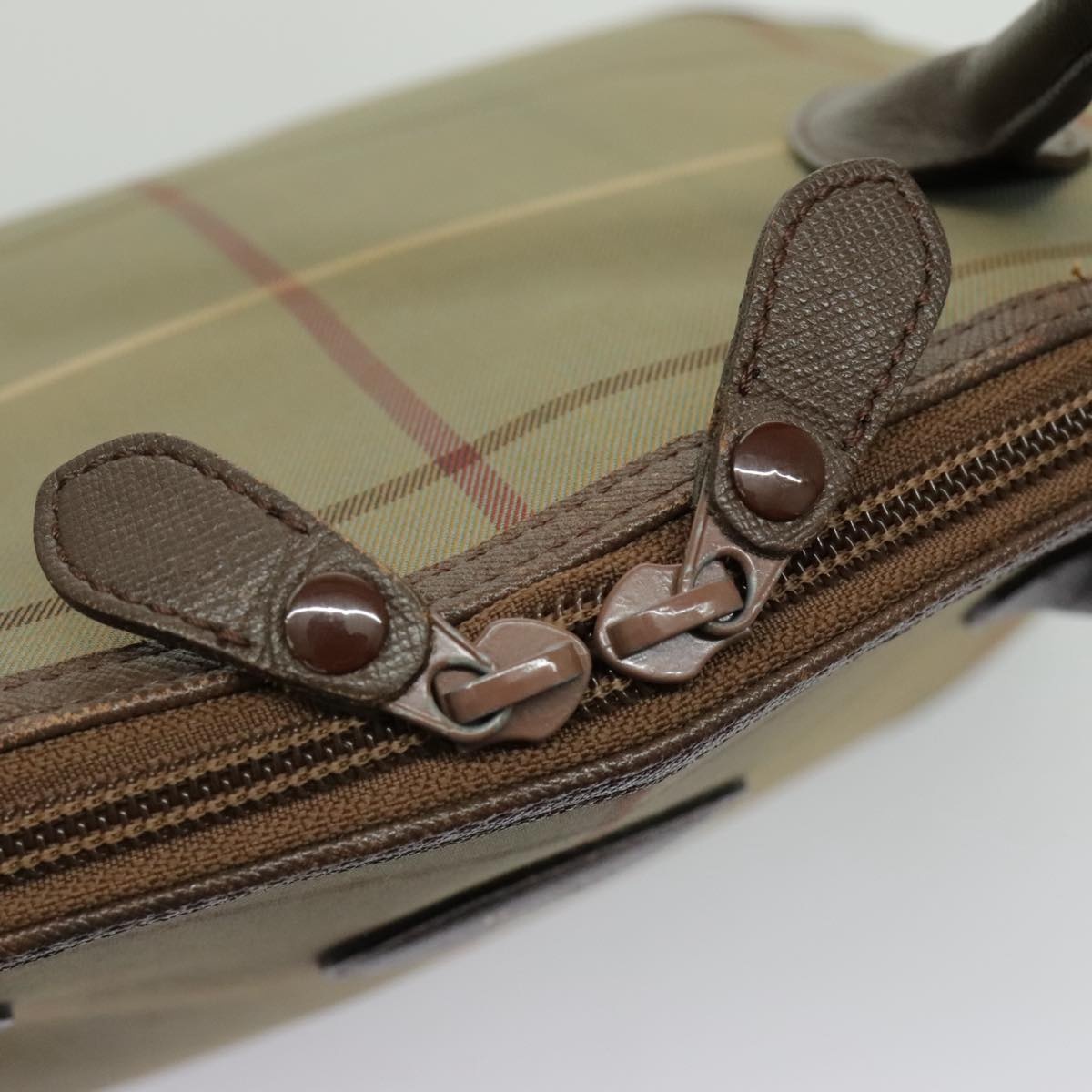 Burberry Nova Check Hand Bag Canvas Leather Brown Gold - 10