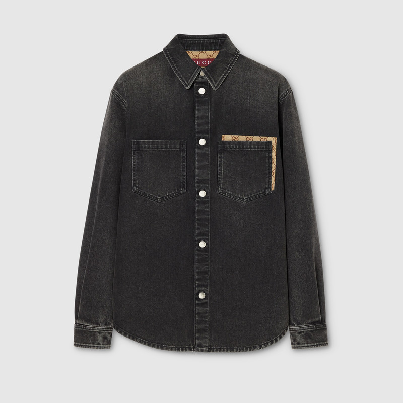 Washed cotton denim shirt 1
