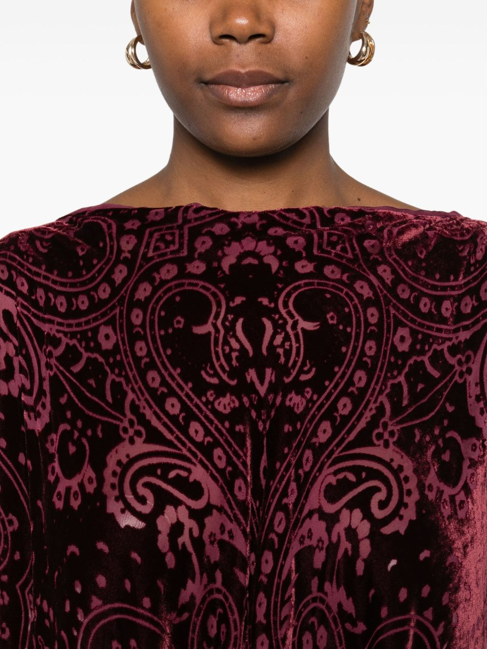 paisley-pattern velvet poncho - 5
