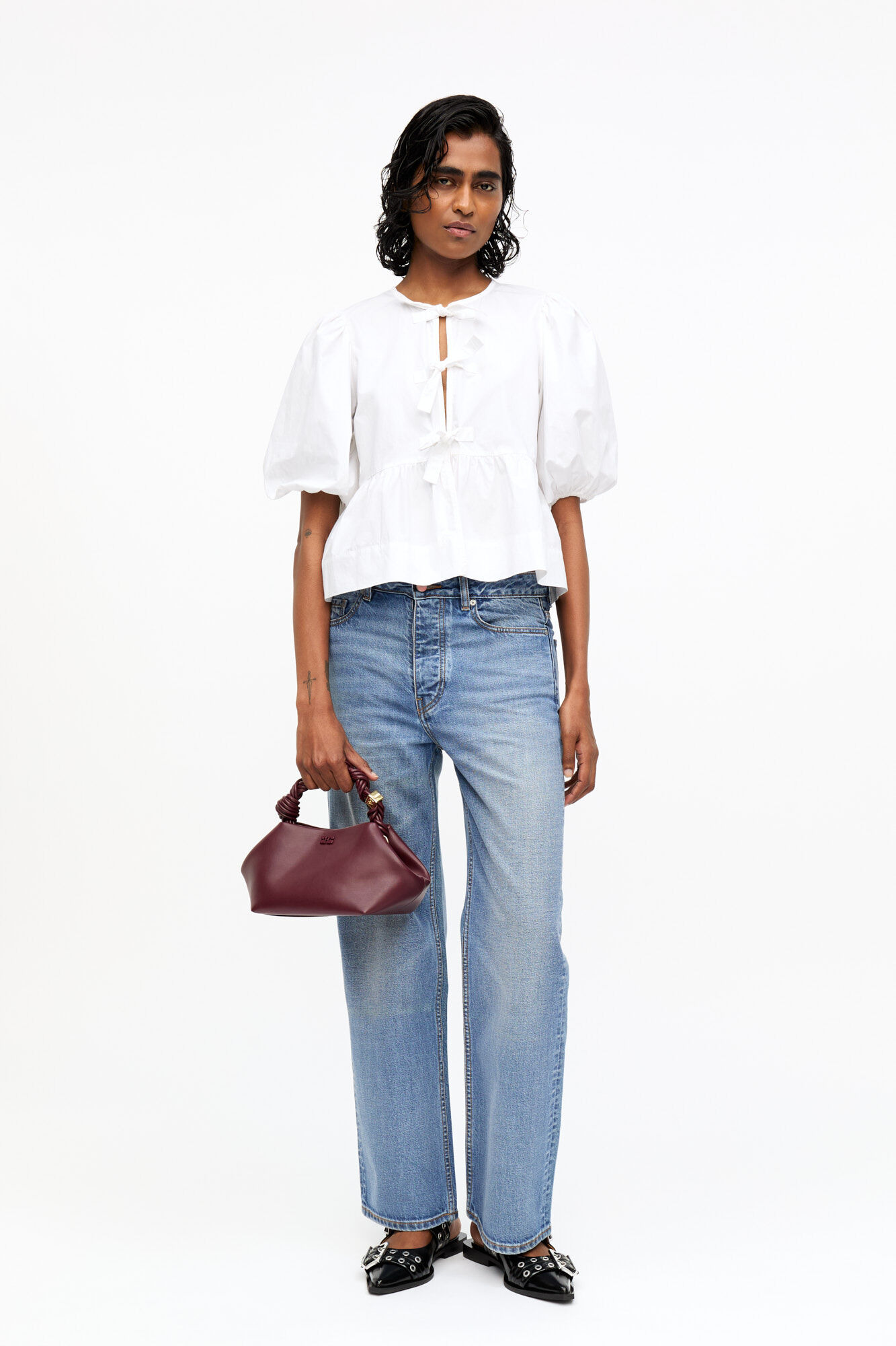 BURGUNDY SMALL GANNI BOU BAG - 7