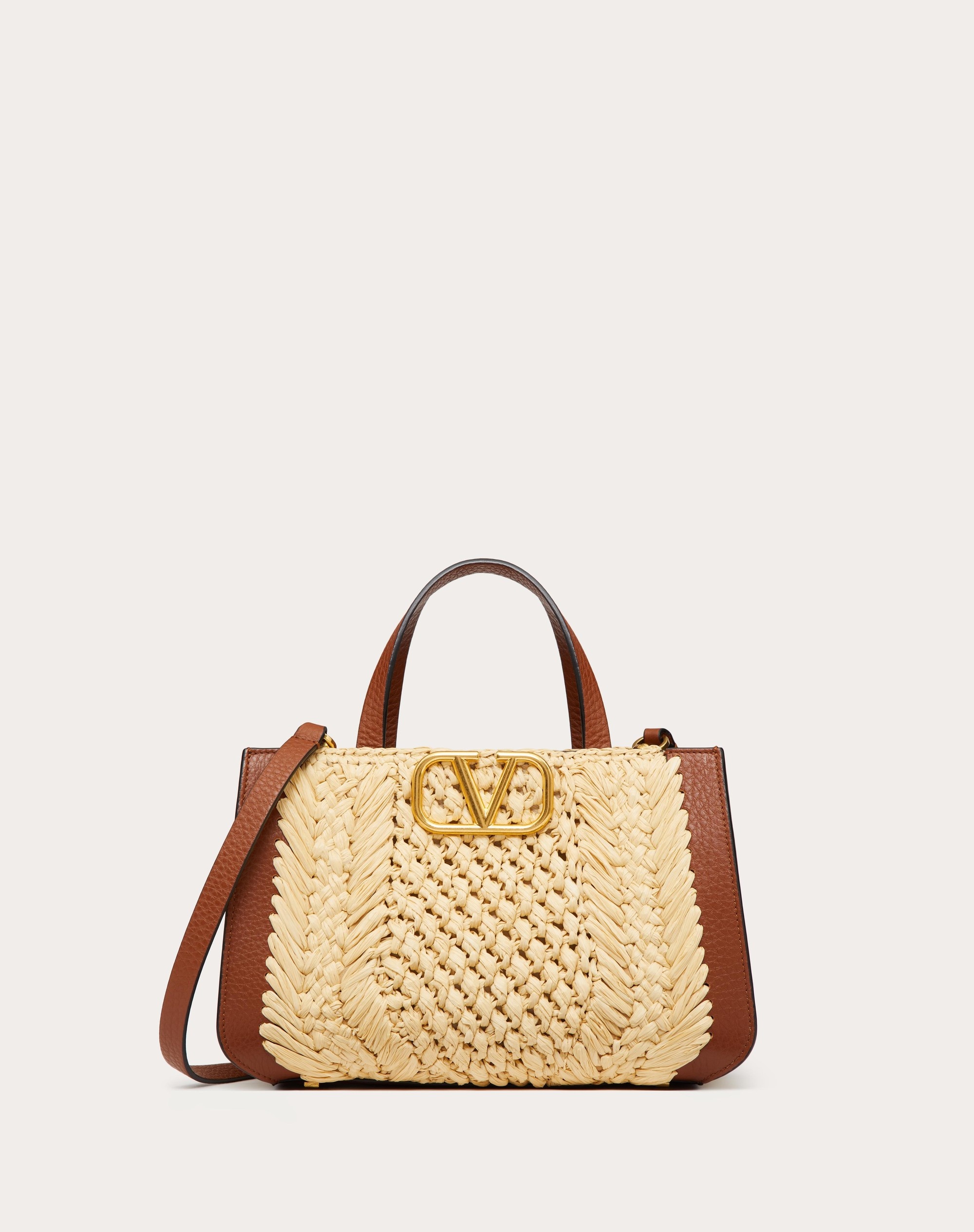 Valentino VLOGO SIGNATURE RAFFIA SMALL HANDBAG REVERSIBLE