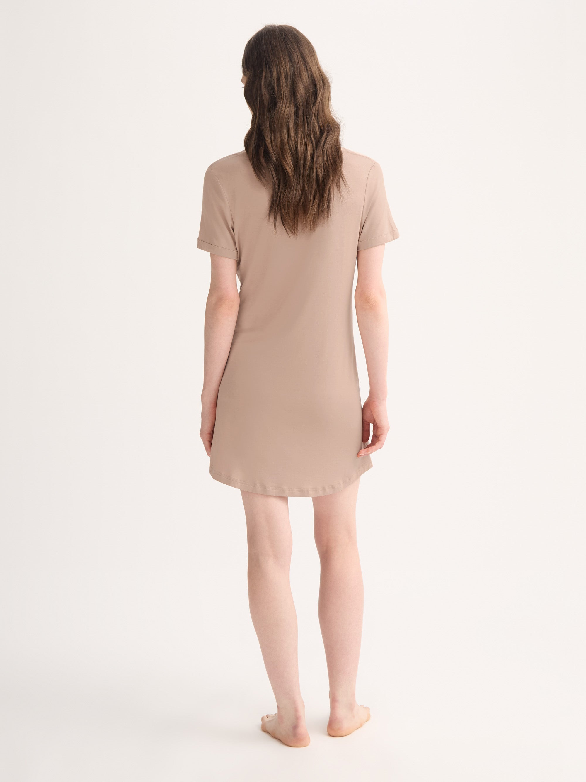 Women's V-Neck Sleep T-Shirt Lara Micro Modal Stretch Almond Blush - 5