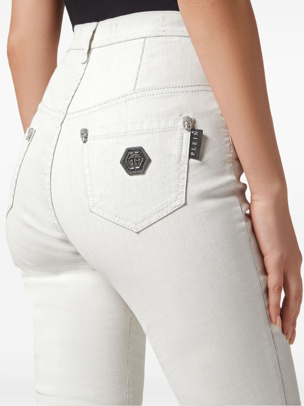 logo-appliqué high-waisted skinny jeans - 4