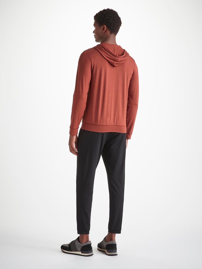 Men's Hoodie Basel Micro Modal Stretch Rust Red - 4