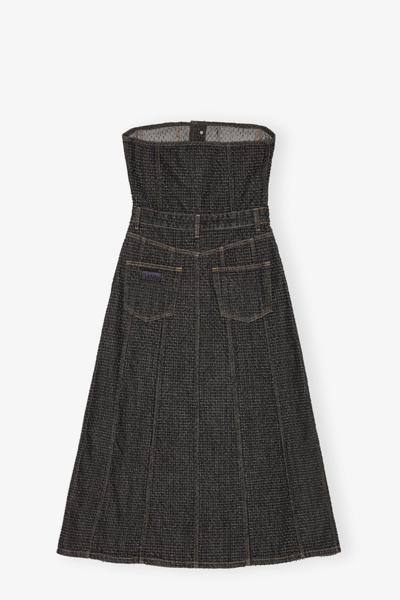 BLACK FLUFFY DENIM CORSAGE DRESS 6