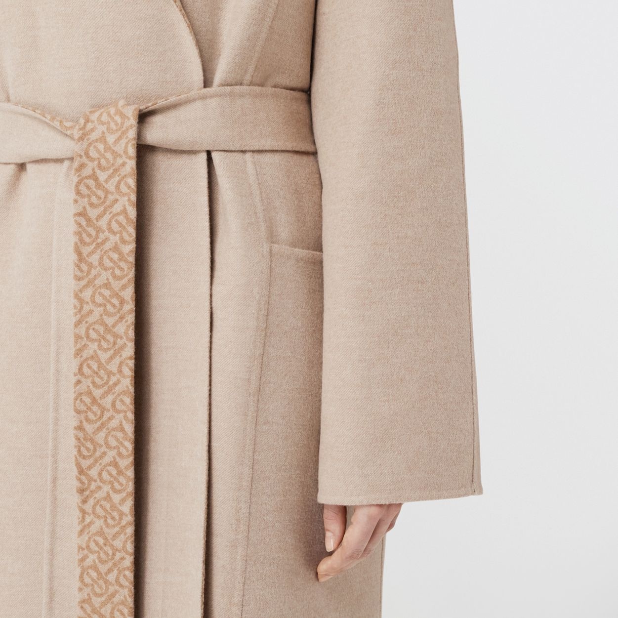 Monogram Detail Wool Cashmere Wrap Coat - 5