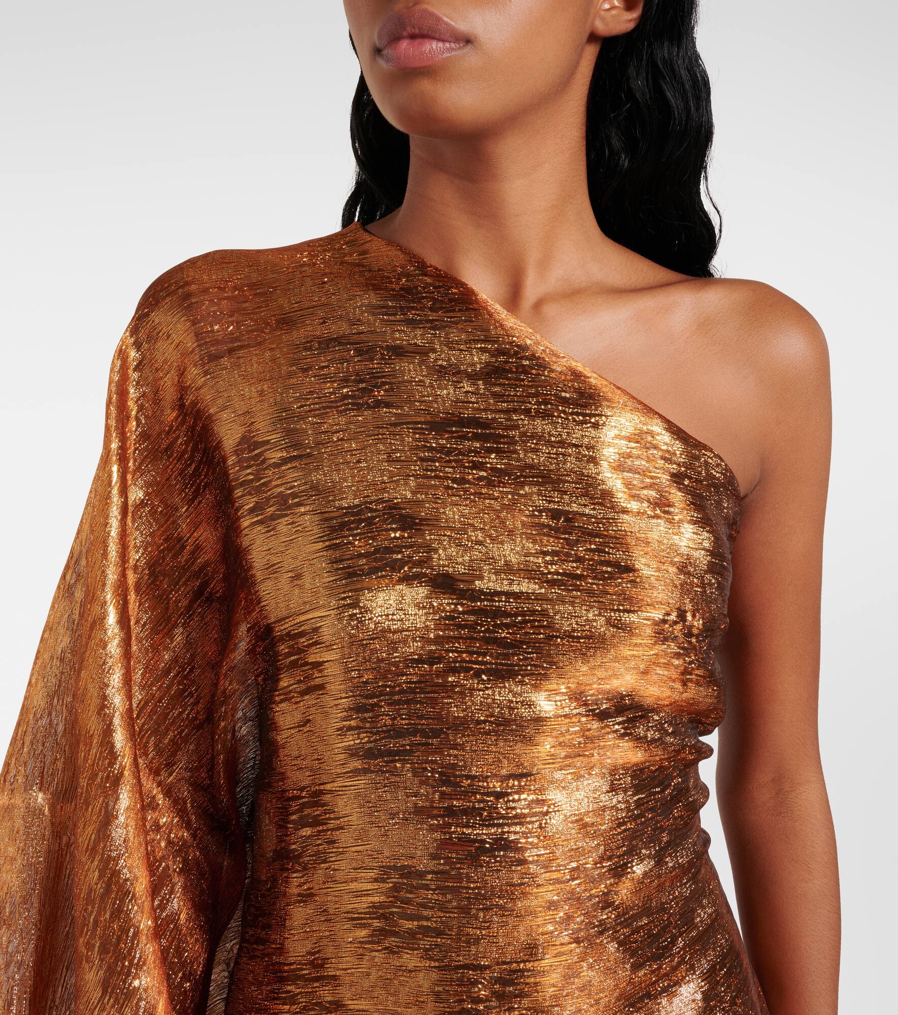 Betsy one-shoulder lamé gown - 4