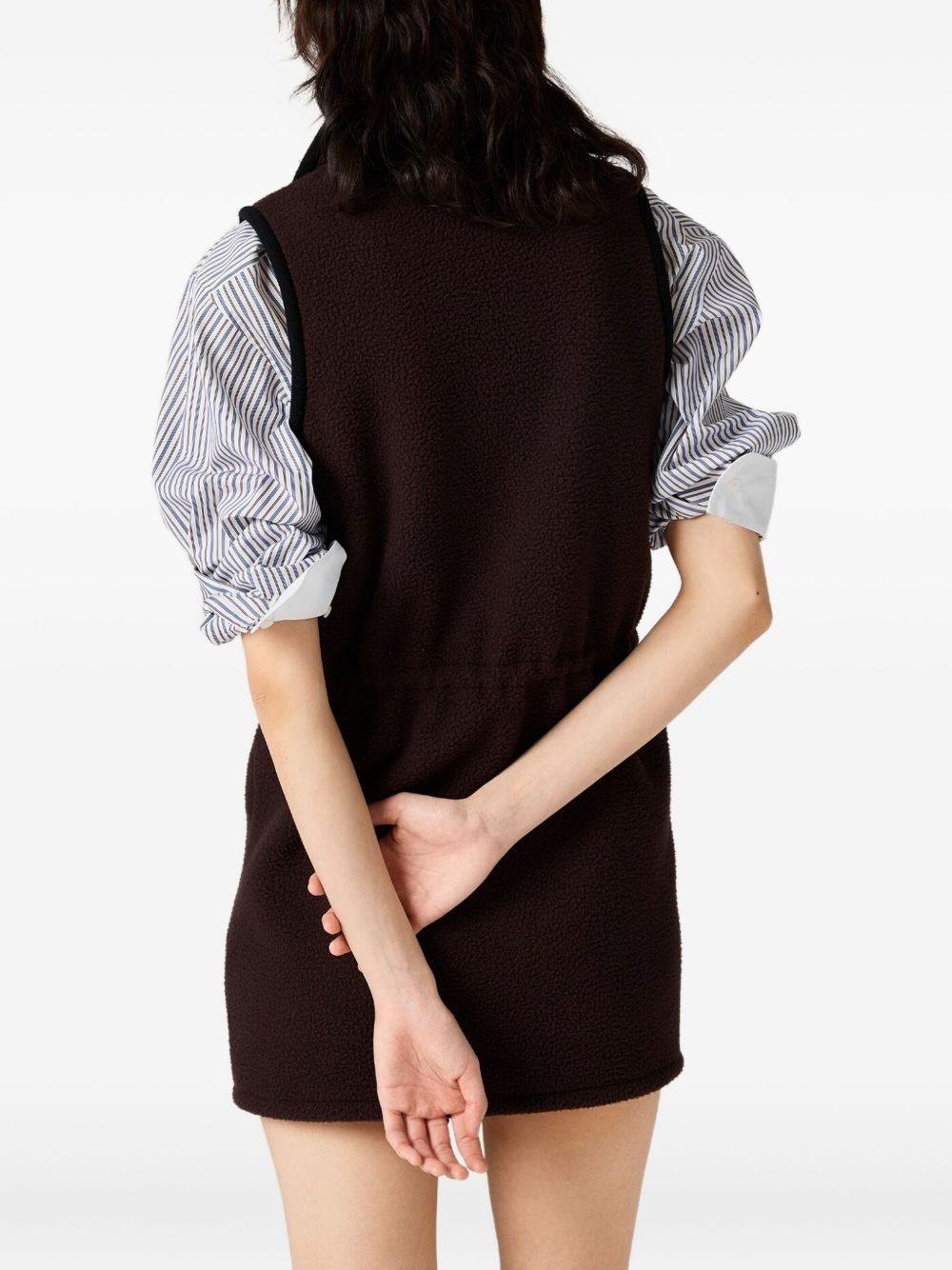 stand-collar fleece dress - 3