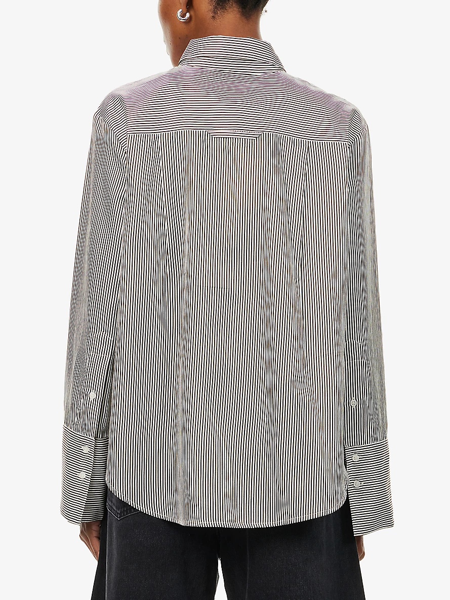 Camilia striped-print long-sleeves cotton and silk-blend shirt - 4