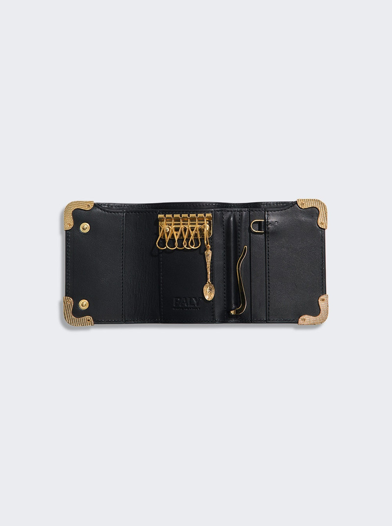 Paly Ostrich Leather Key Wallet Black outlook