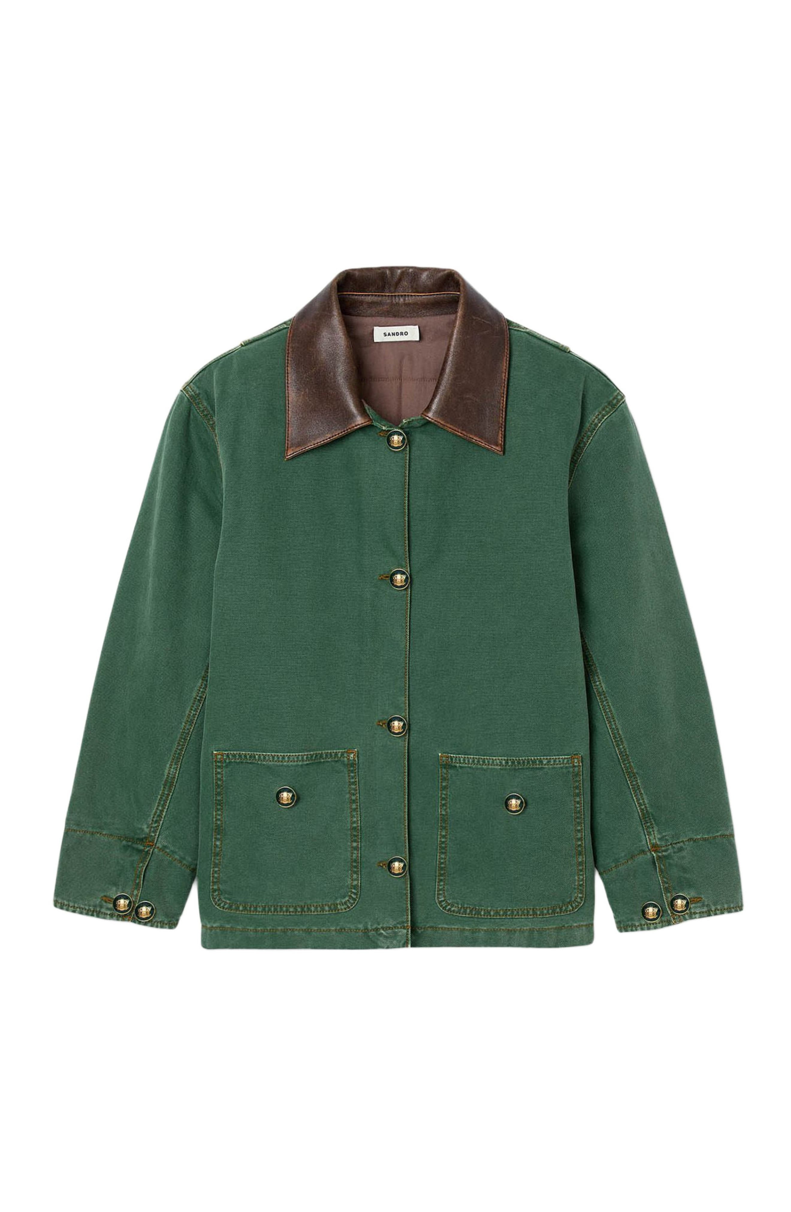 SANDRO Workwear jacket in Dark Green at Nordstrom - 5