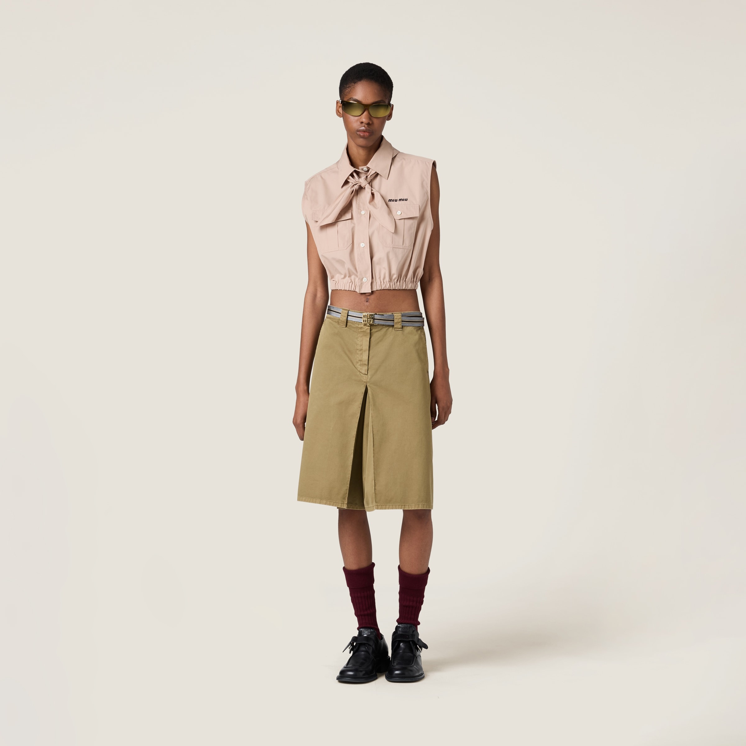 Sleeveless poplin shirt with scarf - 2
