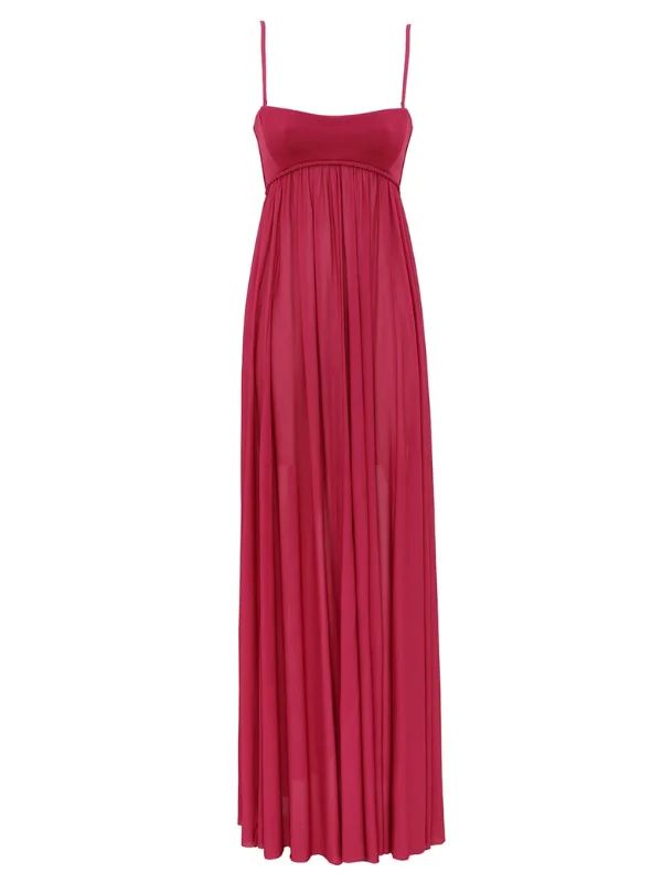 Luna Jersey Bandeau Gown in Fuchsia - 1