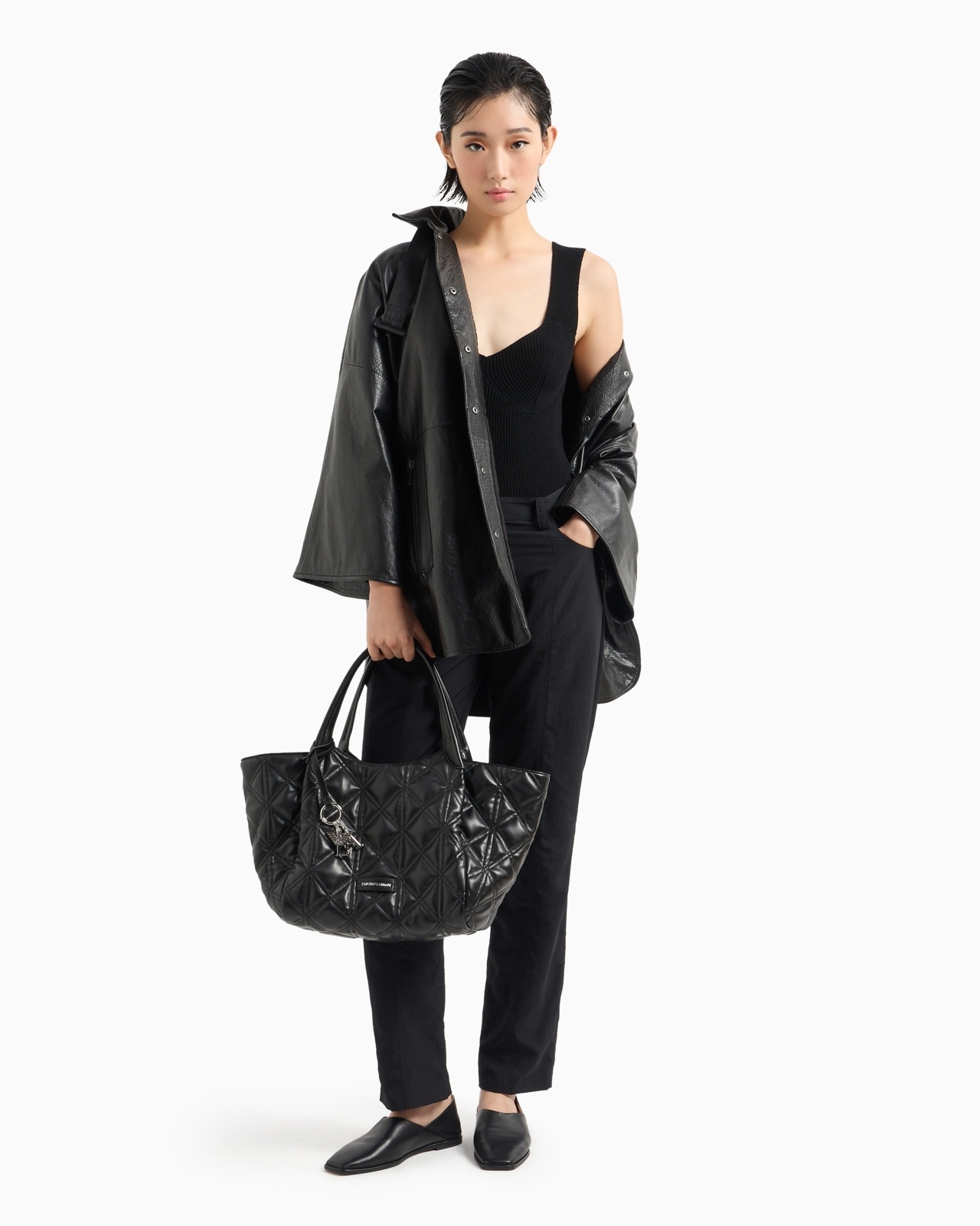 QUILTED NAPPA LEATHER-EFFECT SHOPPER BAG - 6
