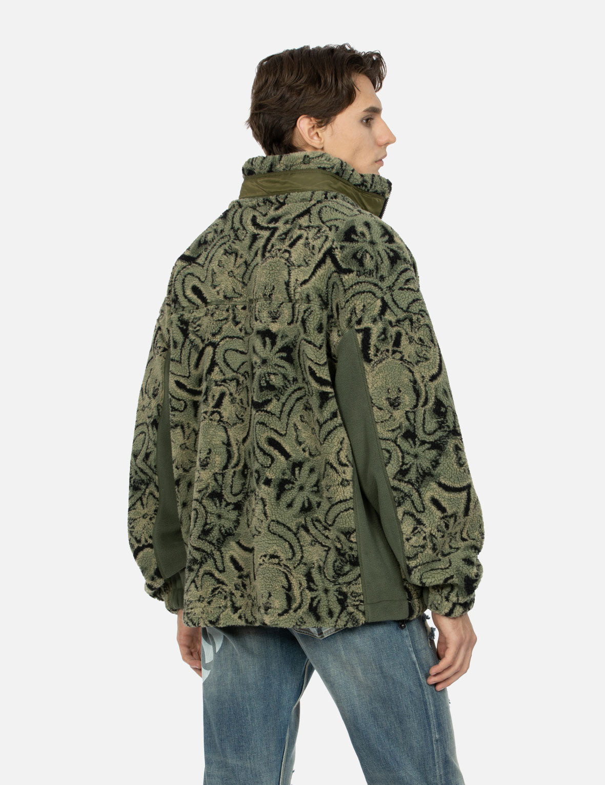 ALLOVER SEAGULL AND KAMON JACQUARD LOOSE FIT SHERPA JACKET - 8