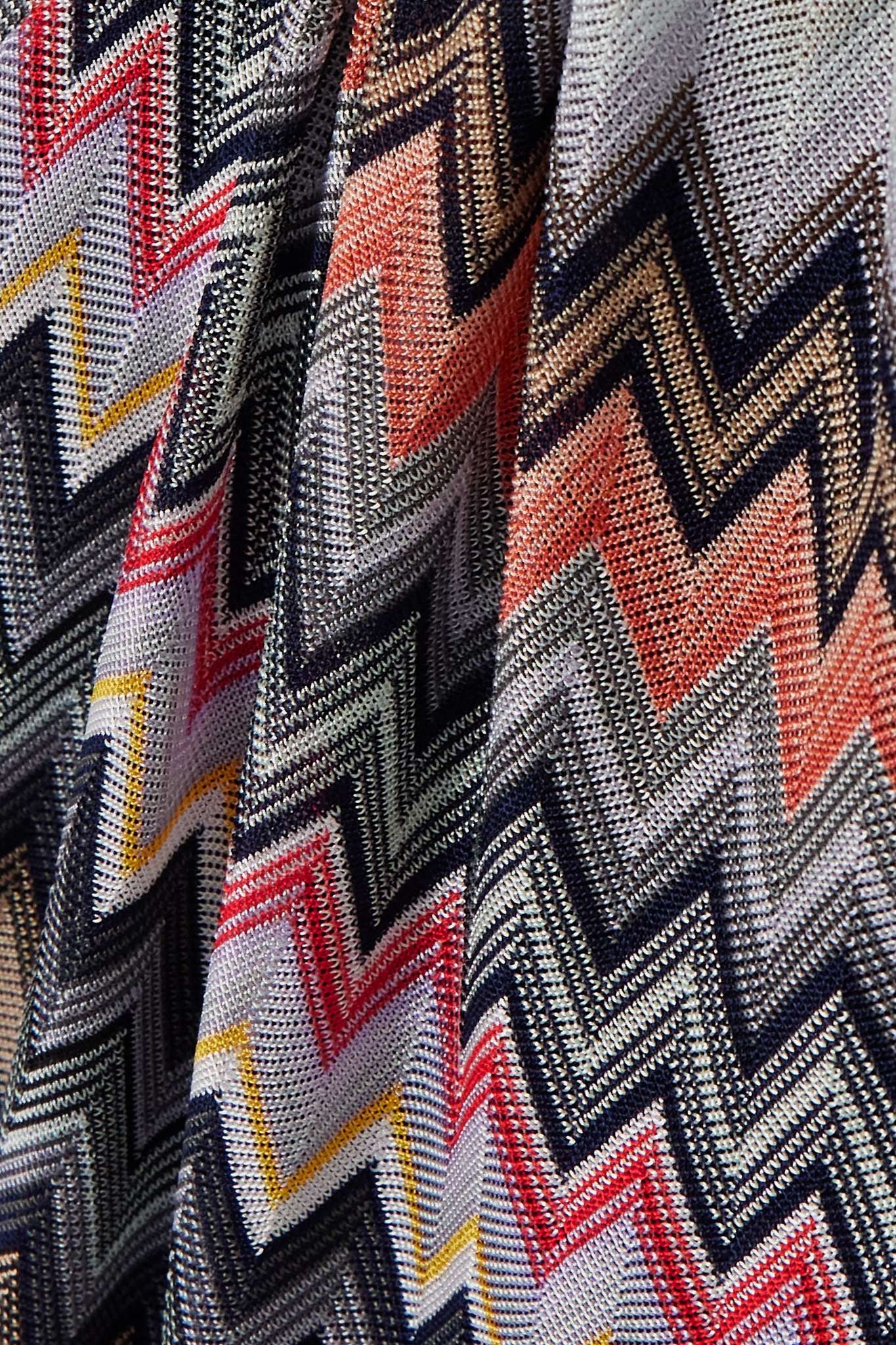 Asymmetric striped cotton-blend crochet-knit midi dress - 4