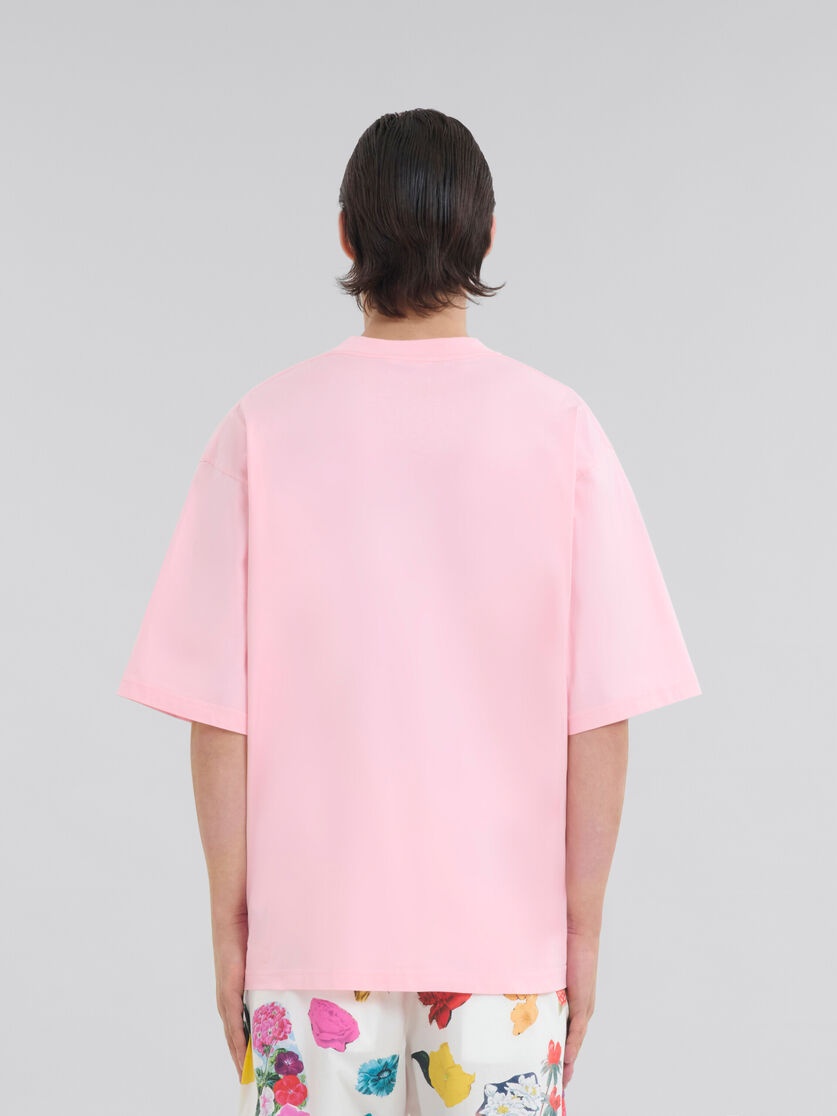 PINK COTTON T-SHIRT WITH BOUQUET MARNI LOGO - 3