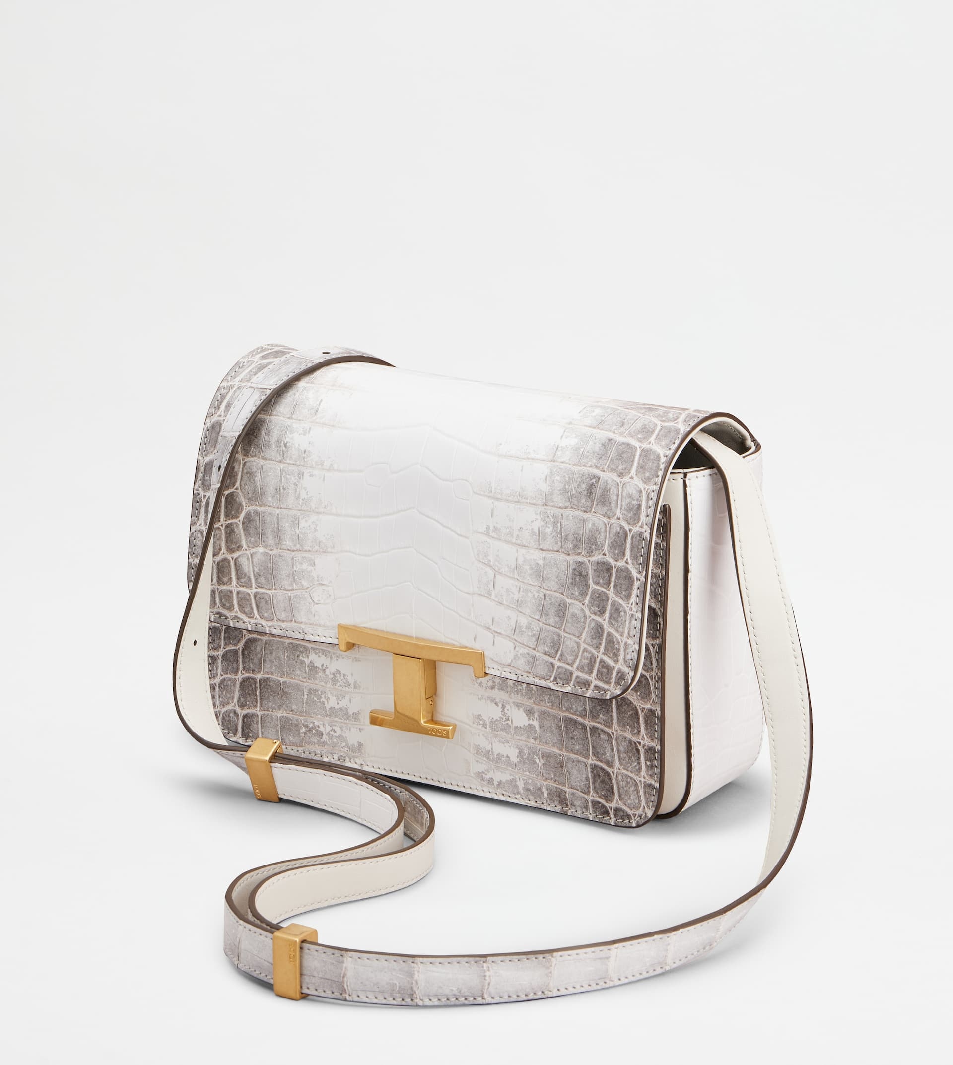 T TIMELESS CROSSBODY BAG IN CROCODILE MINI - WHITE, GREY - 6