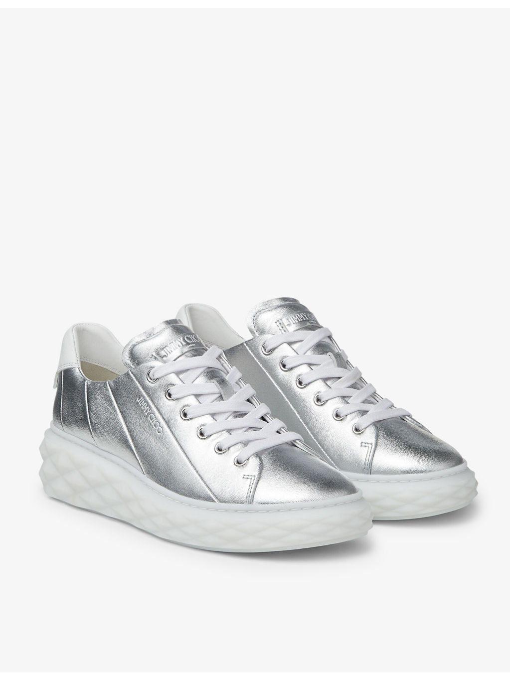 Diamond Light Maxi metallic leather low-top trainers - 4