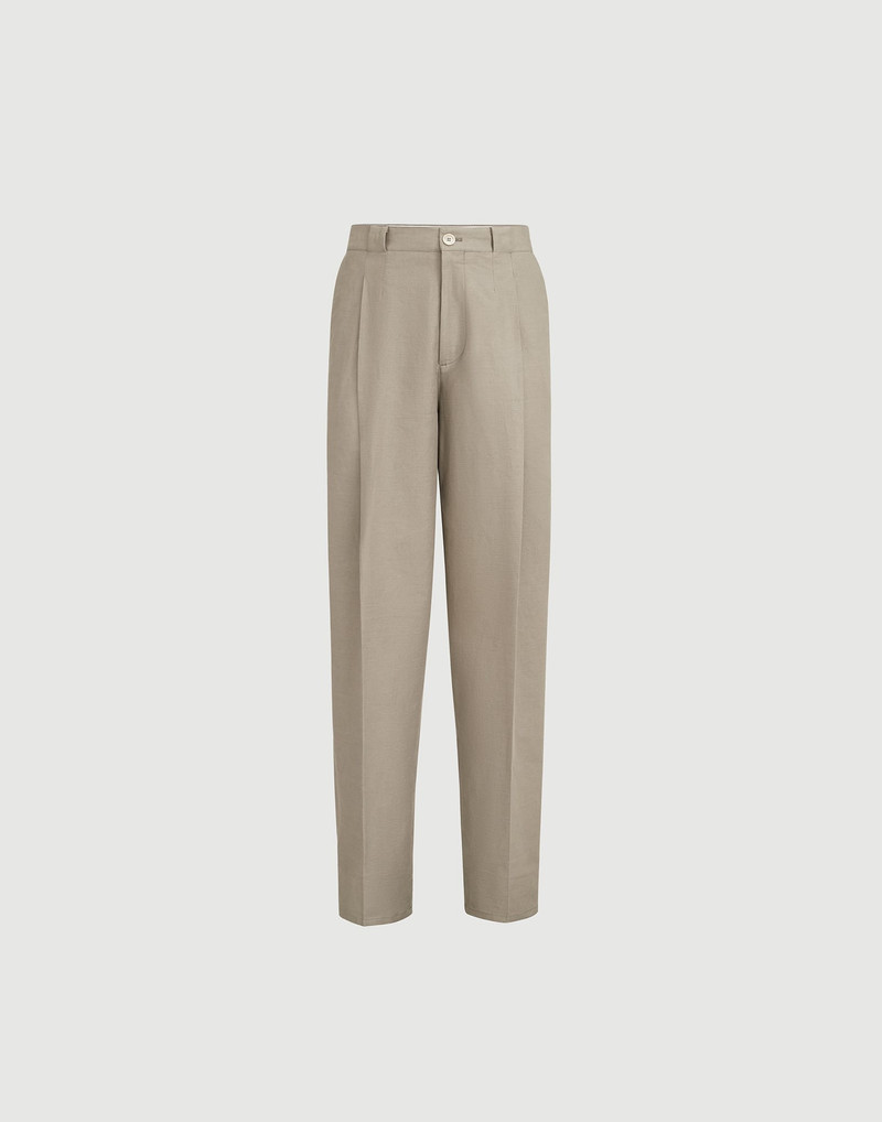 Cotton and linen panama trousers with pleat 6
