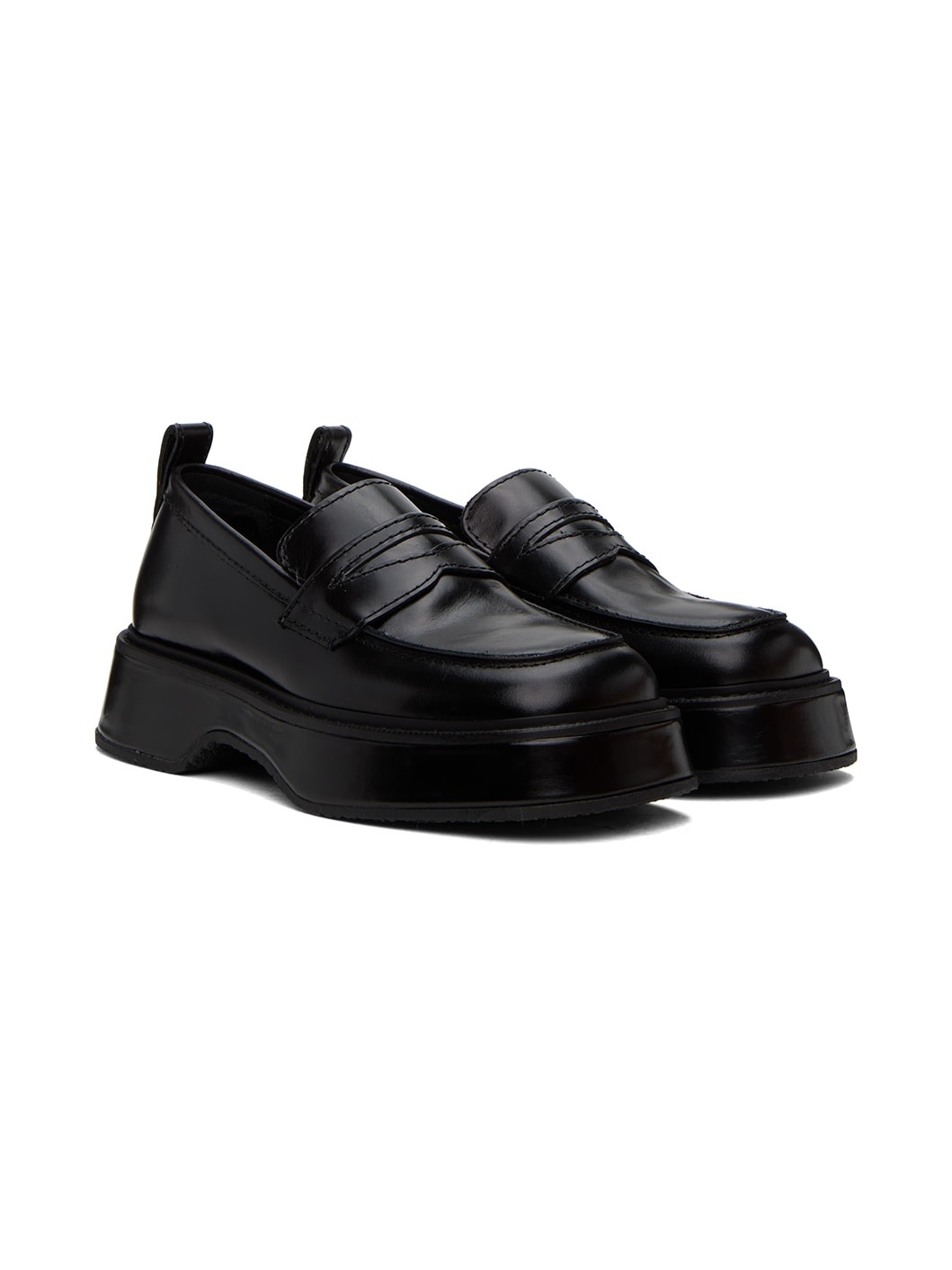 Black Square Toe Loafers - 4