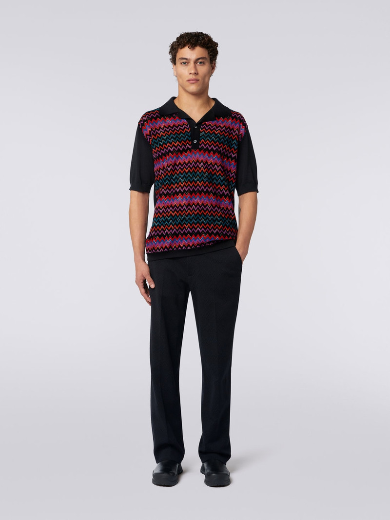 Missoni Short-sleeved polo shirt in cotton, viscose and silk chevron outlook