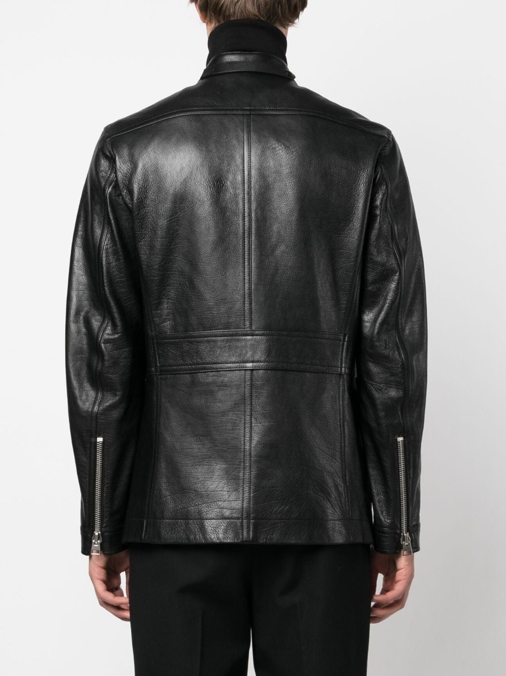 zip-up leather jacket - 4