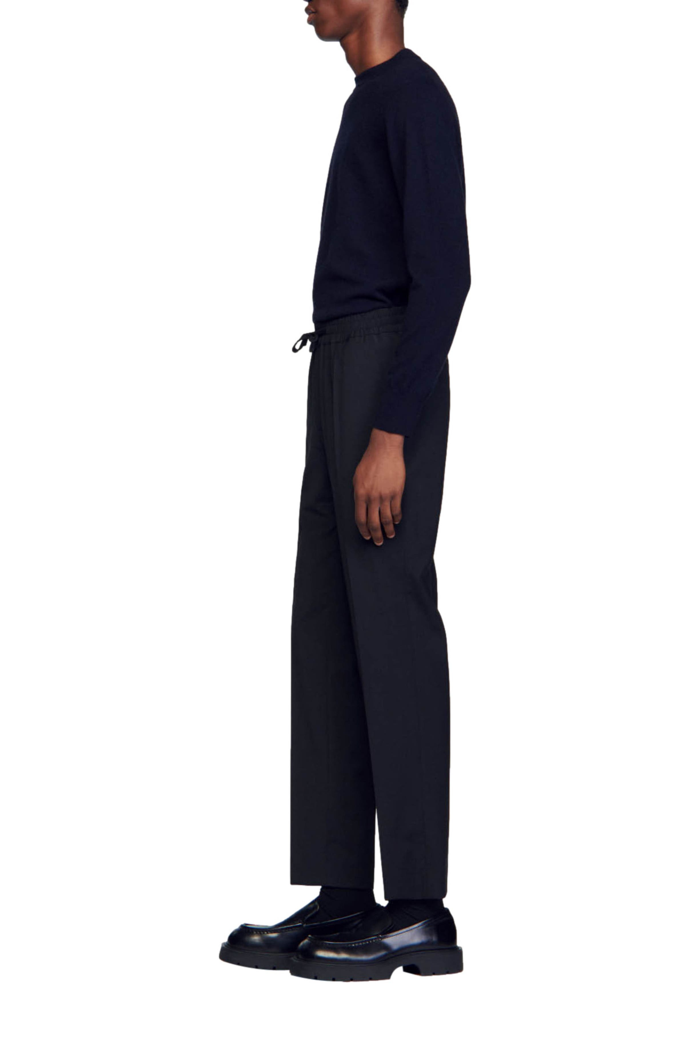 SANDRO Elasticated straight-leg trousers in Black at Nordstrom - 3