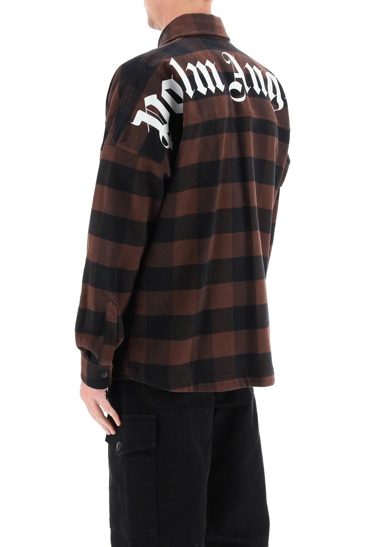 CHECKERED SHIRT WITH OVERSIZED LOGO - 4