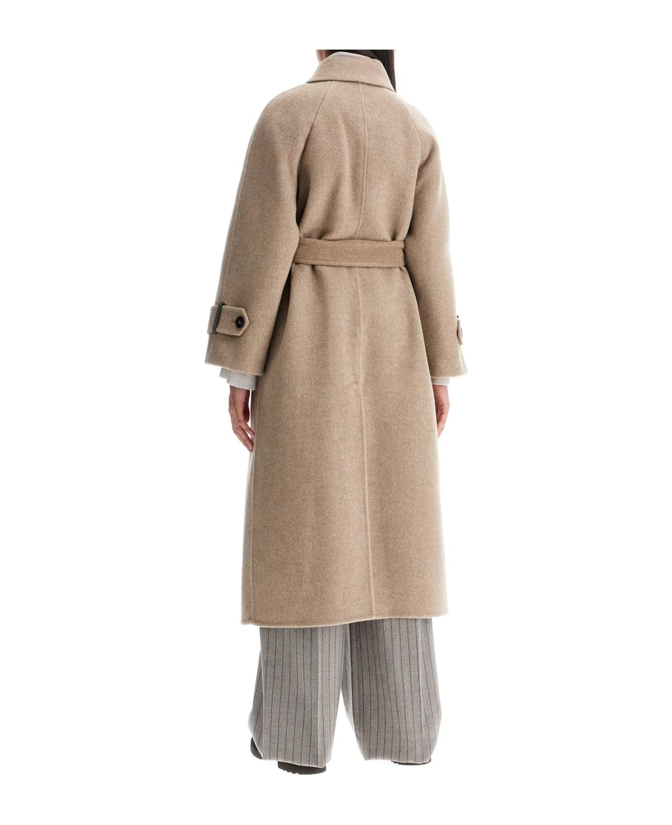 Wool And Cashmere Coat With Belt. - 3