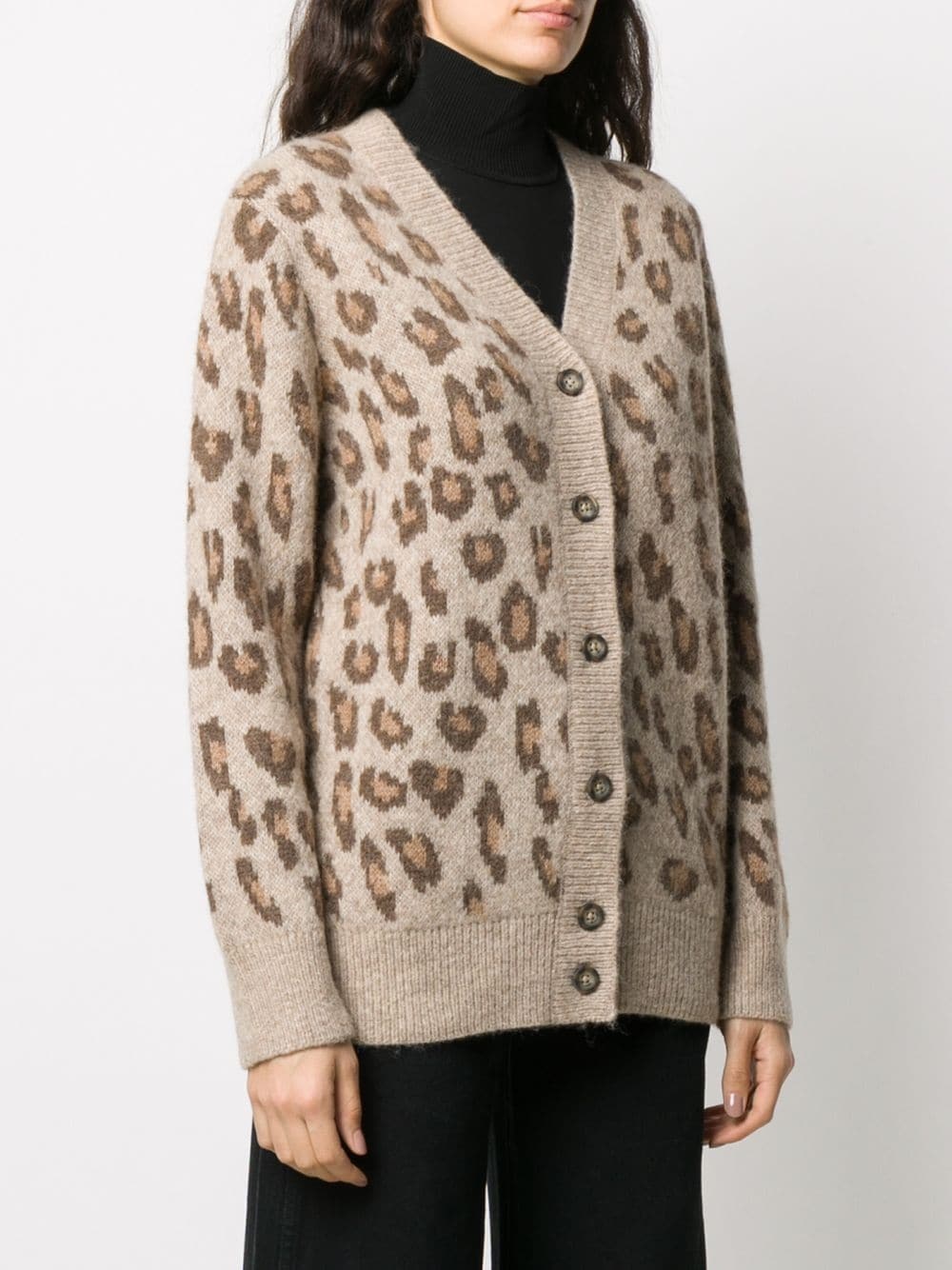 leopard print knit cardigan - 3