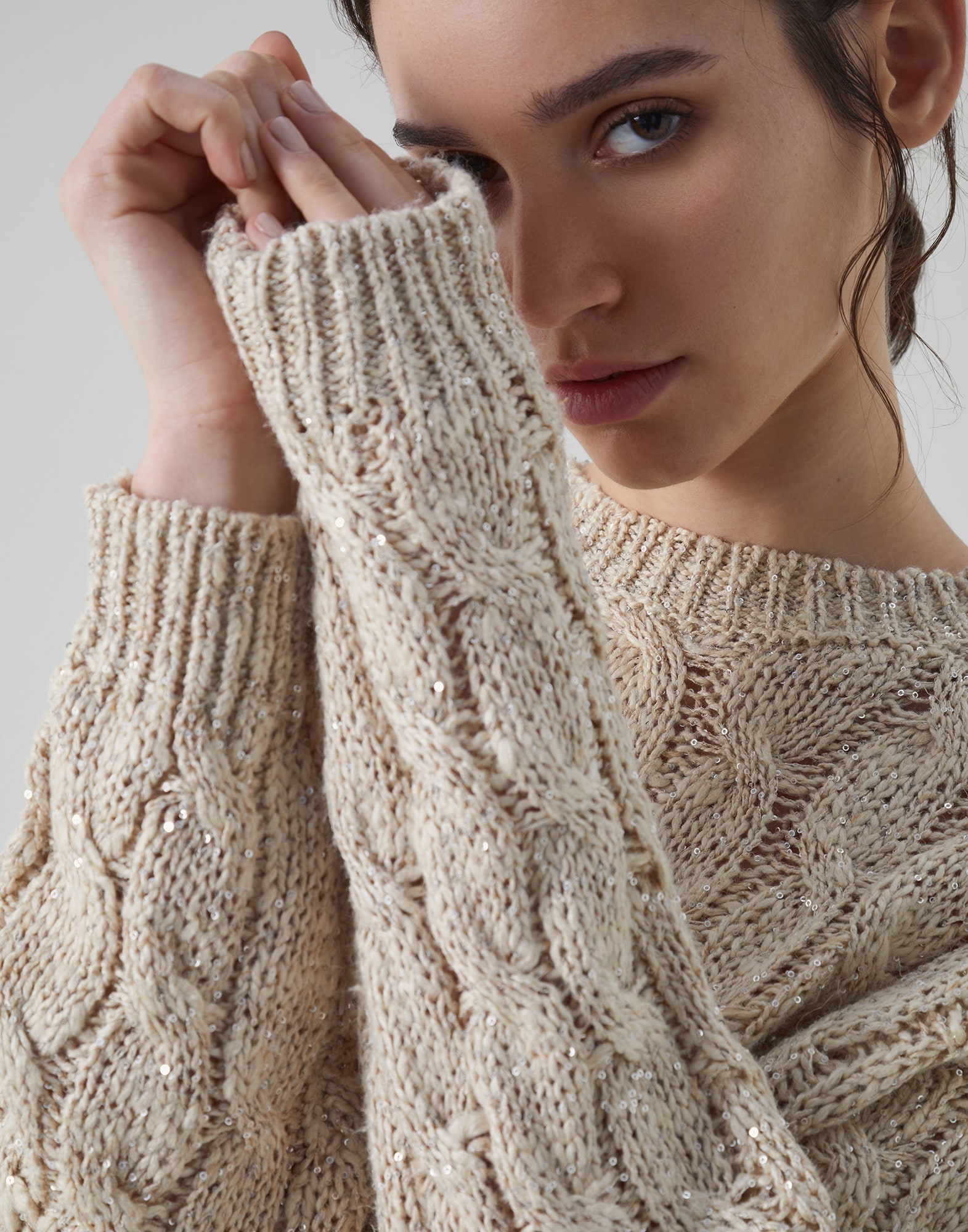Brunello Cucinelli Dazzling silk and linen cable knit