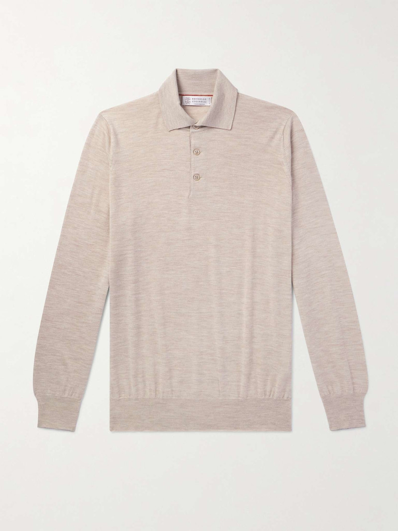 Virgin Wool and Cashmere-Blend Polo Shirt 1