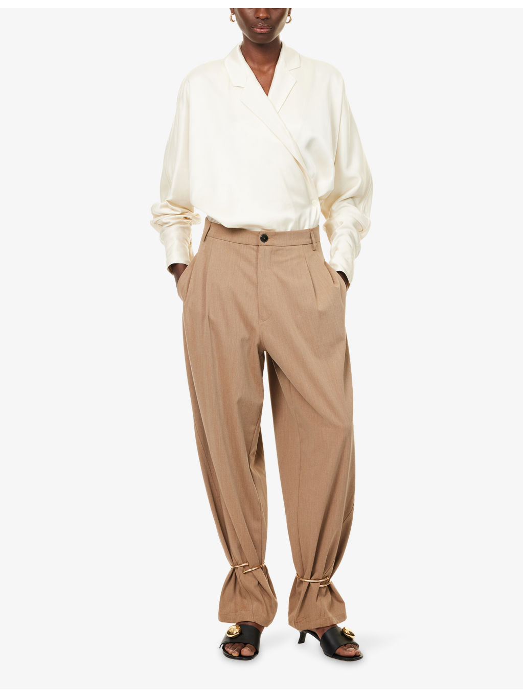 Phebe Cuffed Wide-Leg Wool-Blend Trousers - 2