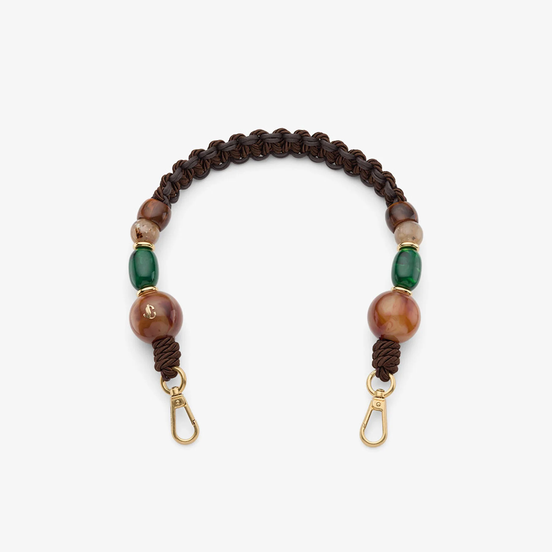 Braided Strap Brown Multi Braided Rope Strap with Beads - 1