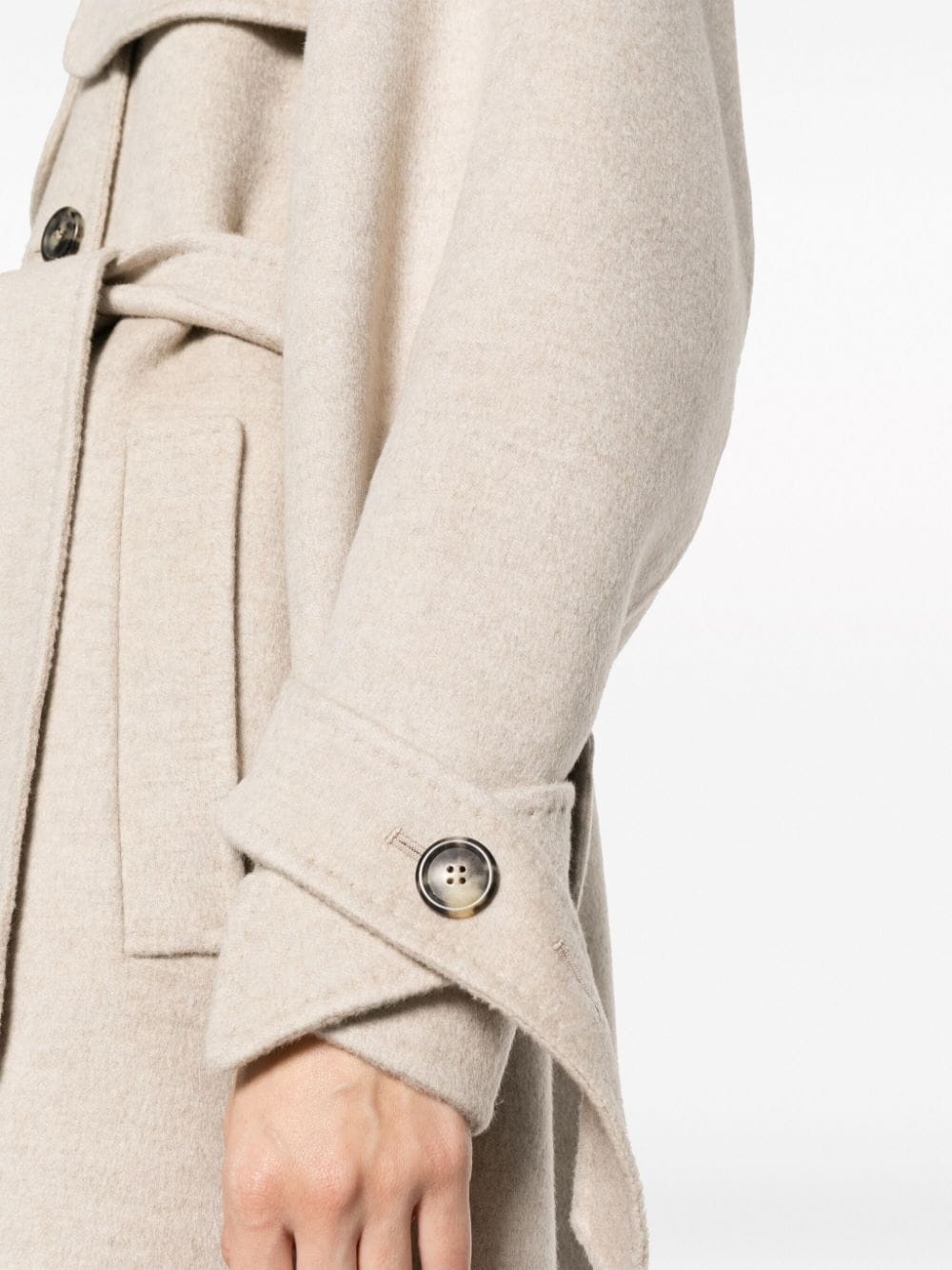 belted-waist cashmere coat - 5