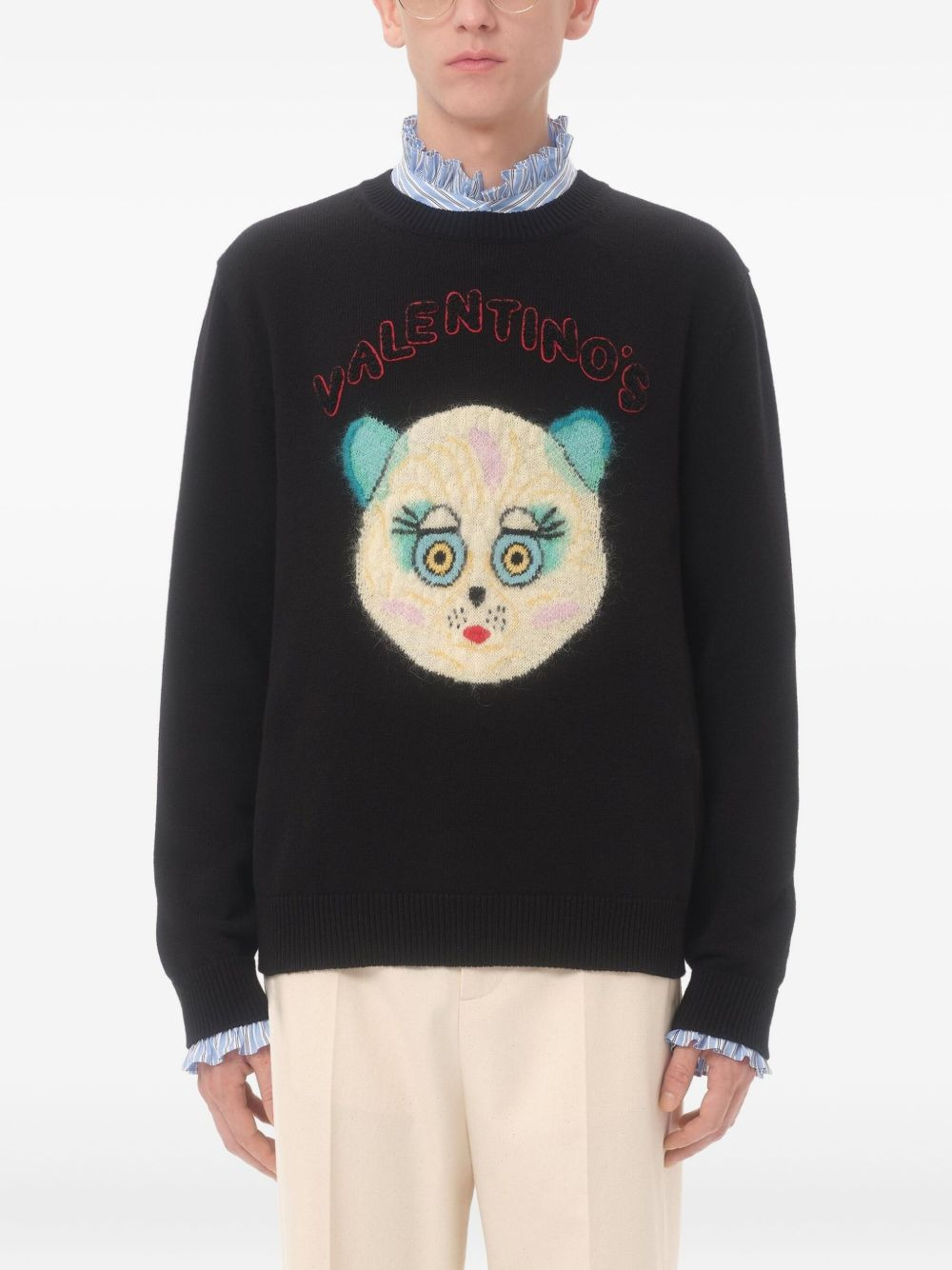 WOOL AND COTTON SWEATER WITH CHAT DE LA MAISON PATCH - 3