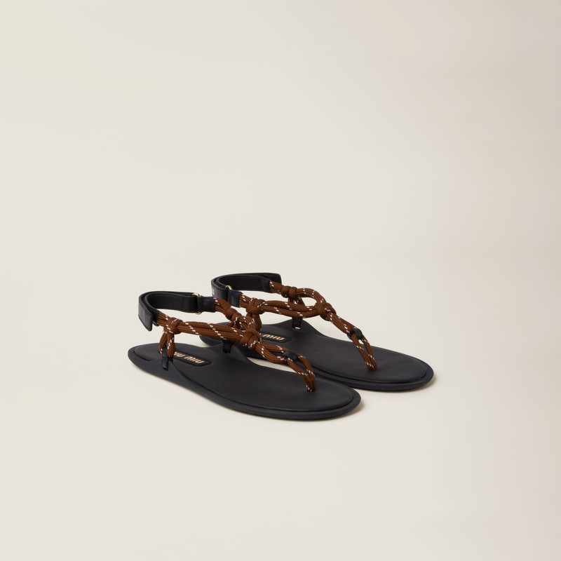Riviere cord and leather sandals - 1