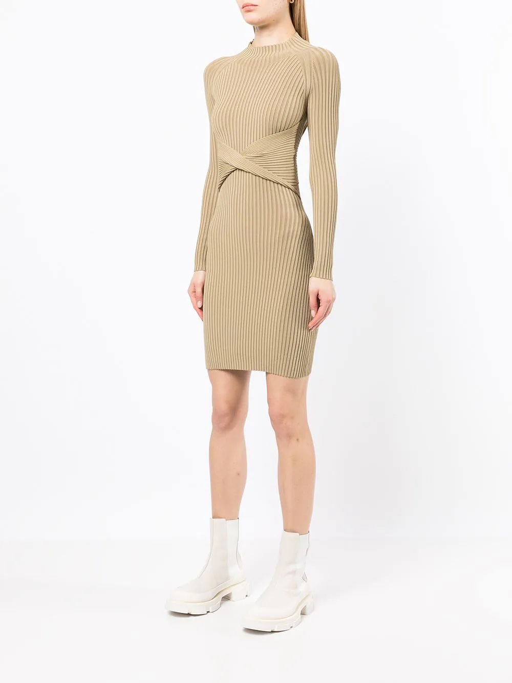 twist-detail ribbed-knit minidress - 3