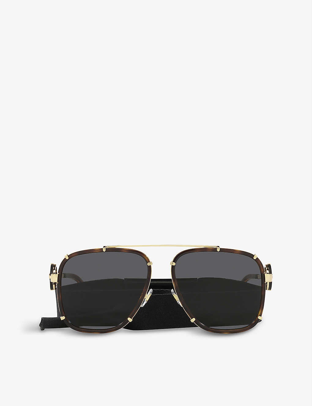 VE2233 logo-engraved tortoiseshell-print aviator sunglasses - 1